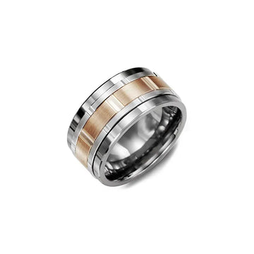 Men's Wide Wedding Band with Gold Inserts