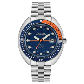 Bulova Devil Diver Stainless Steel Blue Dial Blue/Orange Bezel 44mm Automatic