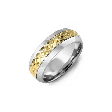 Criss Cross Carved Wedding Ring