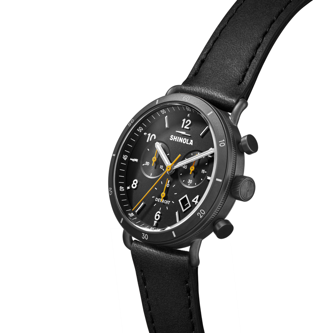 Canfield Sport Chronograph Watch - Black Leather Strap