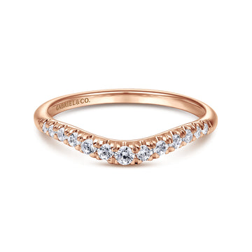 Curved-14K Rose Gold Diamond Anniversary Band
