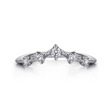 14K White Gold Curved Diamond Anniversary Band