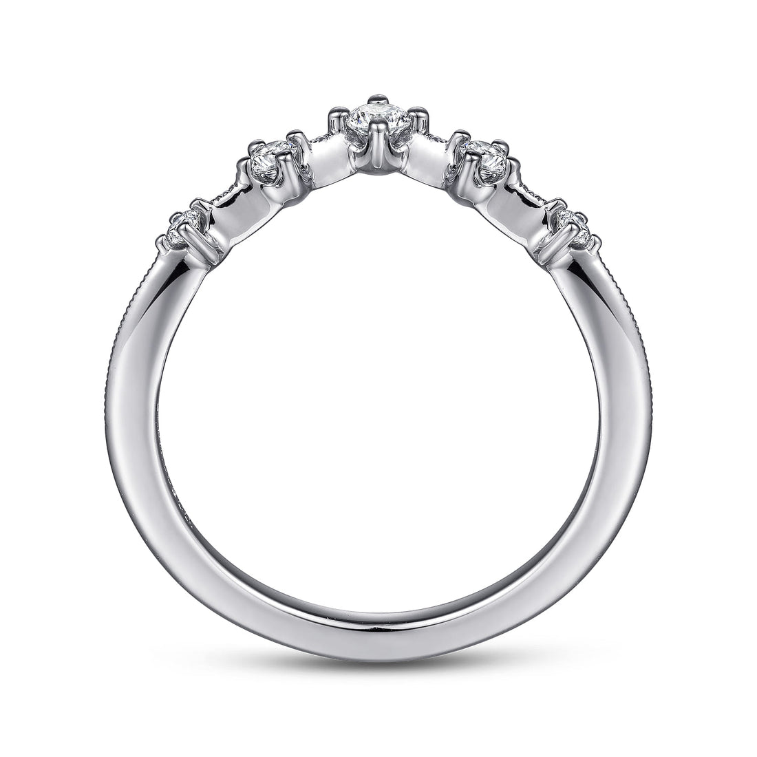 14K White Gold Curved Diamond Anniversary Band