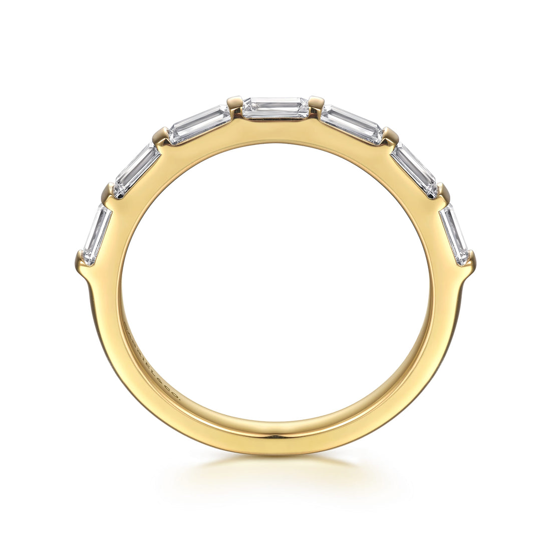 14K Yellow Gold Channel Baguette 7 Stone Diamond Anniversary Band