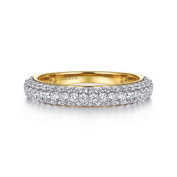 14K Yellow-White Gold Pavé Diamond Anniversary Band