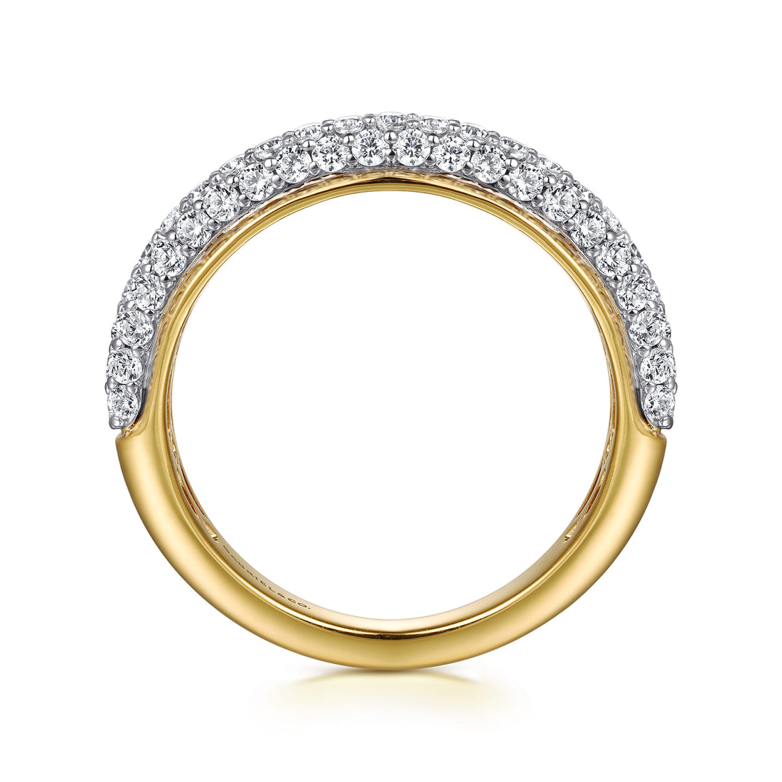 14K Yellow-White Gold Pavé Diamond Anniversary Band