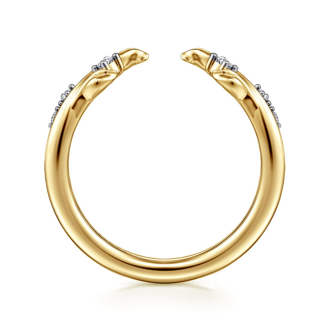 Floral 14K Yellow Gold Prong Setting Diamond Open Anniversary Band