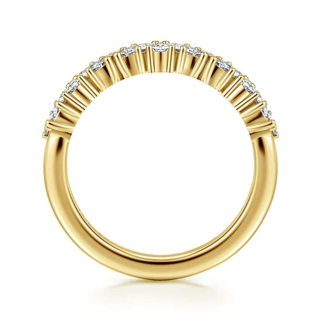 14K Yellow Gold Prong Marquise and Round Diamond Anniversary Band