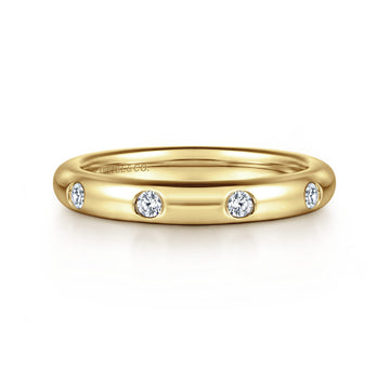 14K Yellow Gold Burnish Set Diamond Eternity Band