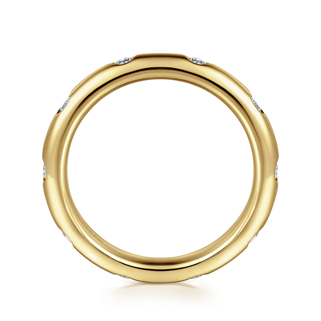 14K Yellow Gold Burnish Set Diamond Eternity Band