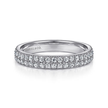 Two Row 14K White Gold Micro Pavé Diamond Anniversary Band