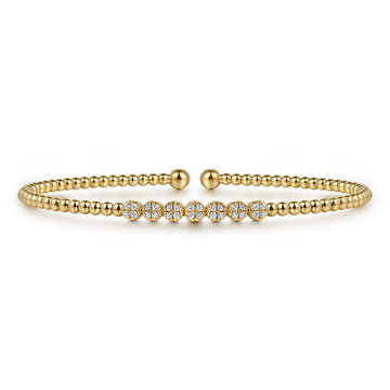 14K Yellow Gold Beaded Diamond Bangle-Bujukan