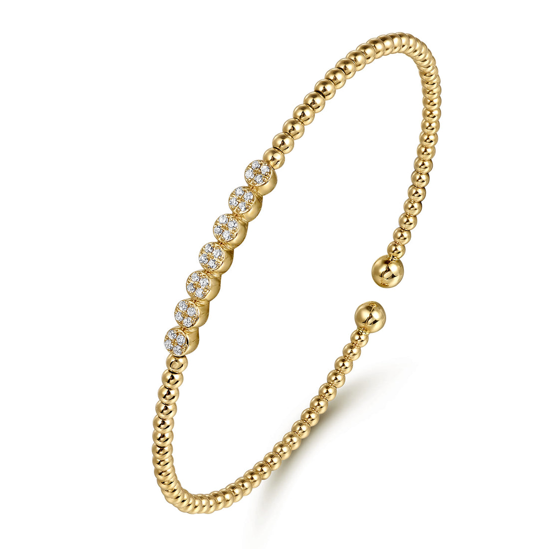 14K Yellow Gold Beaded Diamond Bangle-Bujukan