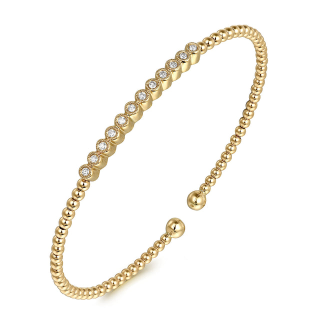 14K Yellow Gold Bujukan Bead Diamond Bangle