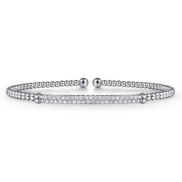14K White Gold Bujukan Diamond Bar Split Bangle