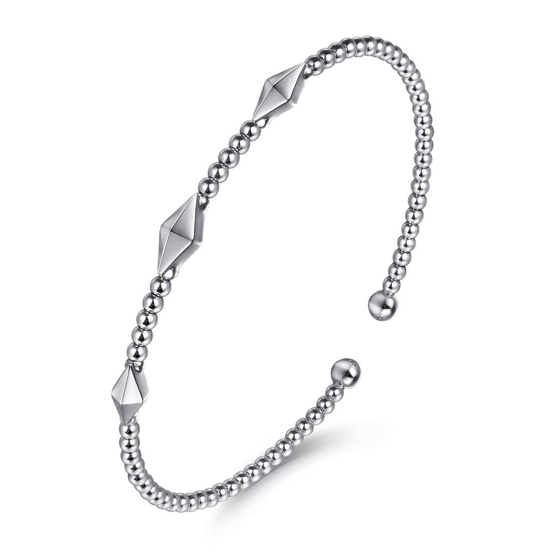 14K White Gold Bujukan Pyramid Stations Bangle