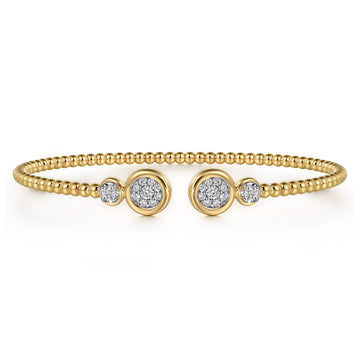 14K White & Yellow Gold Diamond Open Bangle Bracelet-Bujukan