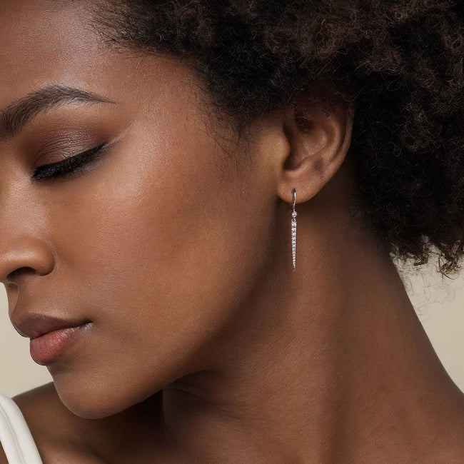 14K White Gold Peek A Boo Spike Diamond Earrings