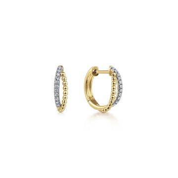 14K Yellow Gold Twisted Pavé 10mm Diamond Huggie Earrings