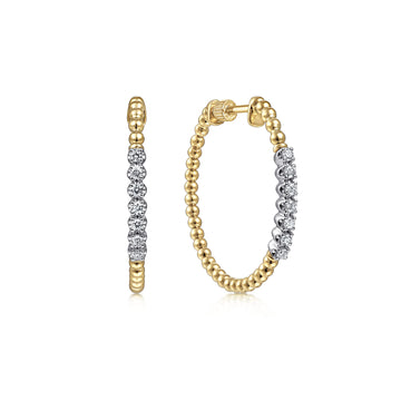 14K Yellow Gold Classic Hoop Earrings, 0.3ct, 30mm-Bujukan