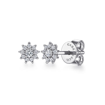 Stud Earrings 14K White Gold Diamond 0.14ct