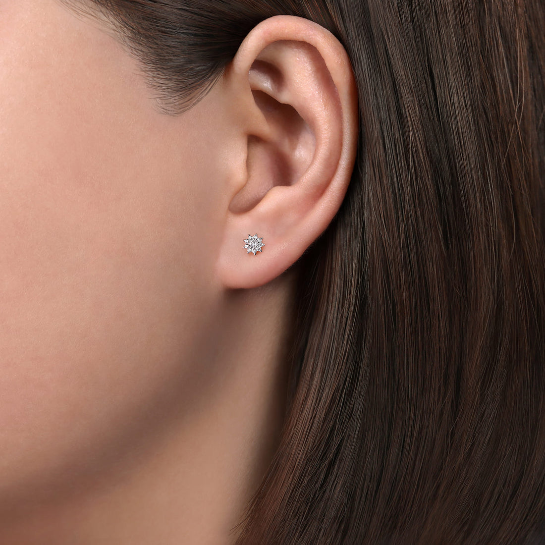 Stud Earrings 14K White Gold Diamond 0.14ct