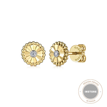 Stud Earrings 14K White and Yellow Gold Diamond 0.02ct