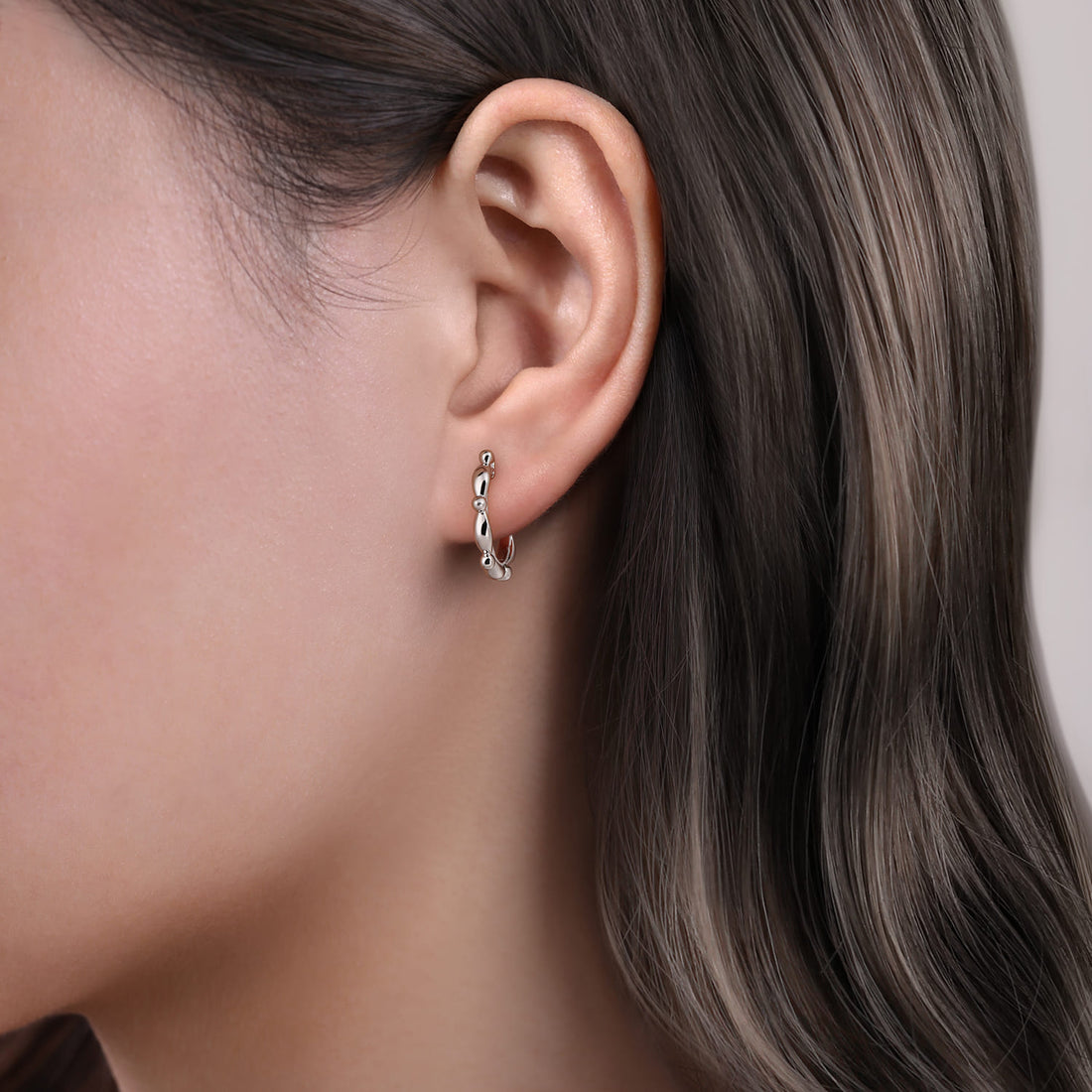 925 Sterling Silver Bujukan Huggie Earrings