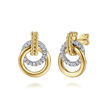 14K White & Yellow Gold Diamond Stud Earrings- Bujukan