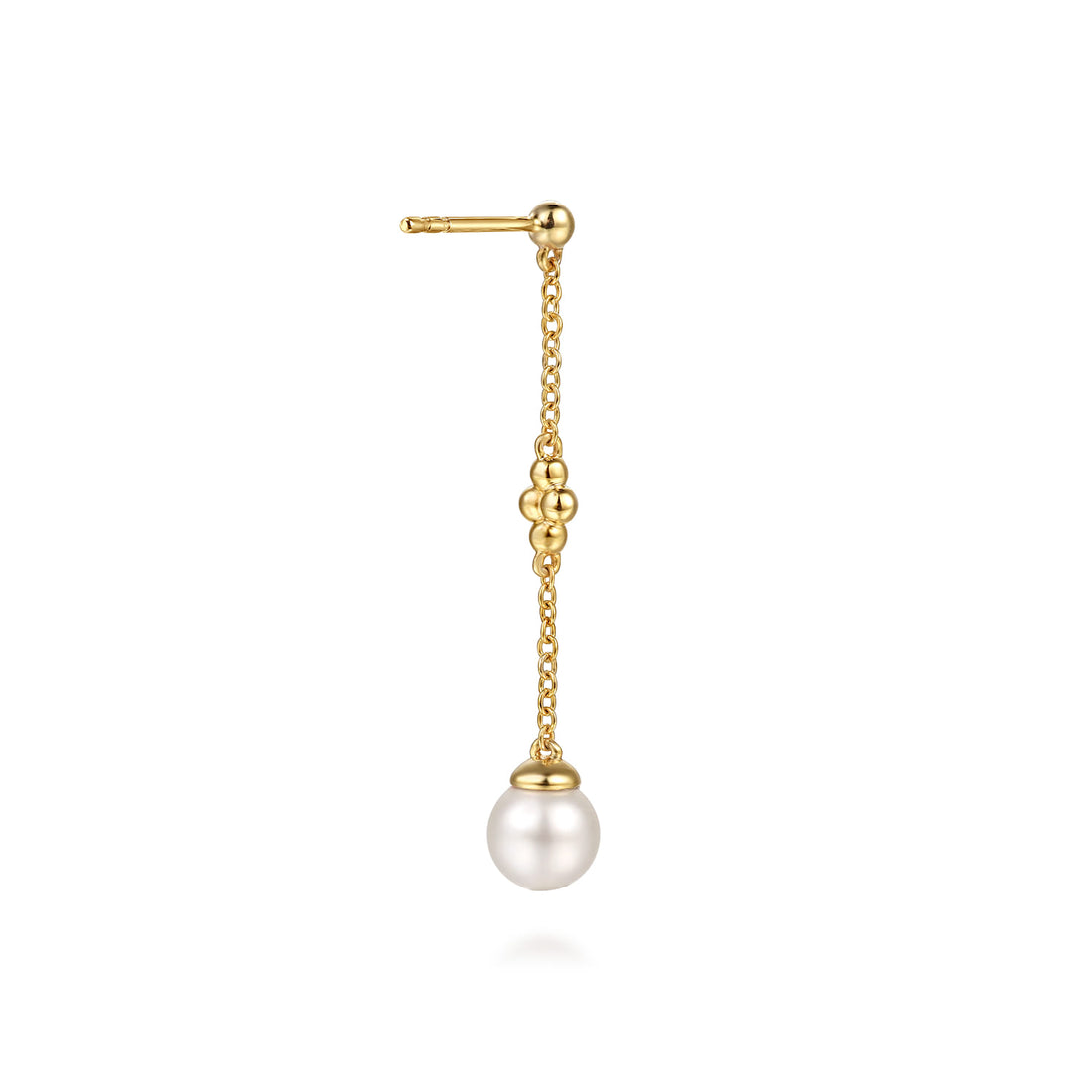 Drop Earrings Stud 14K Yellow Gold Pearl Bujukan