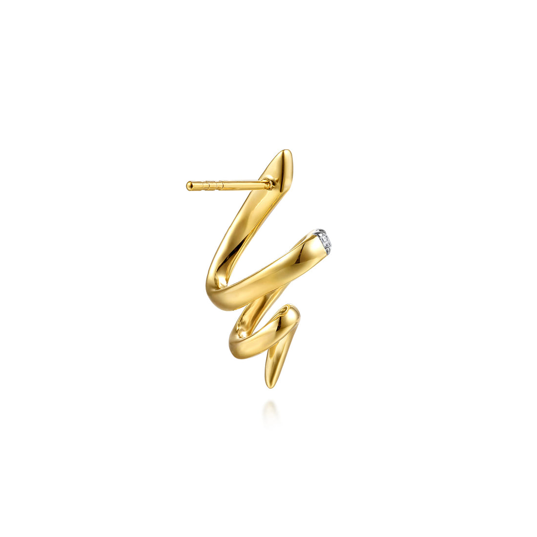 14K Yellow Gold Diamond Swirl Stud Drop Earrings