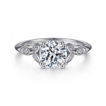 14K White Gold Round Diamond Engagement Ring
