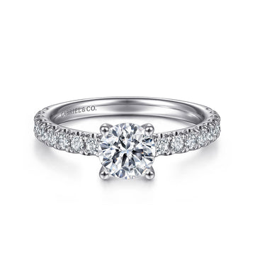 14K White Gold Round Diamond Engagement Ring
