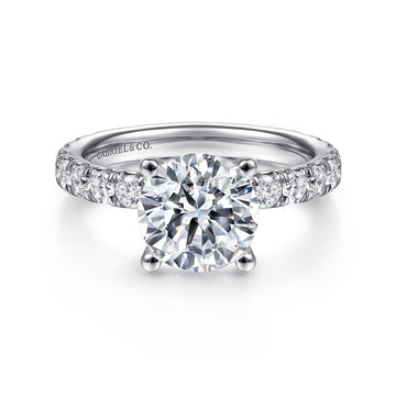 14K White Gold Round Diamond Engagement Ring