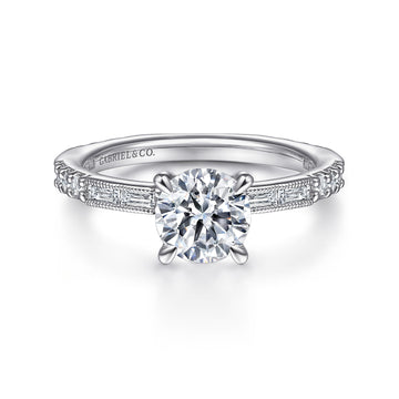 14K White Gold Round Diamond Channel Set Engagement Ring