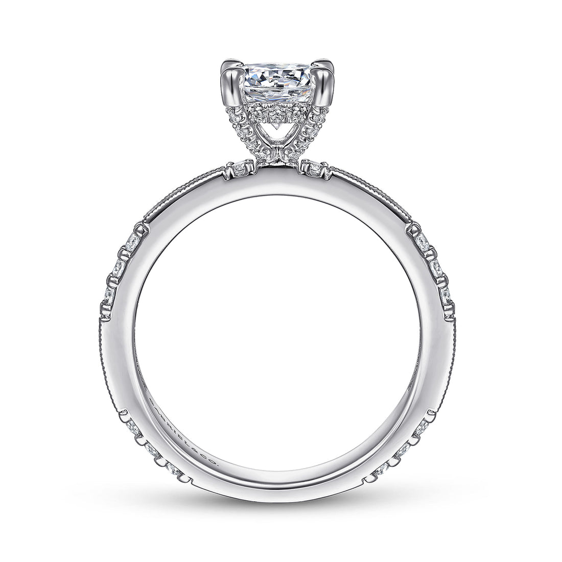 14K White Gold Round Diamond Channel Set Engagement Ring