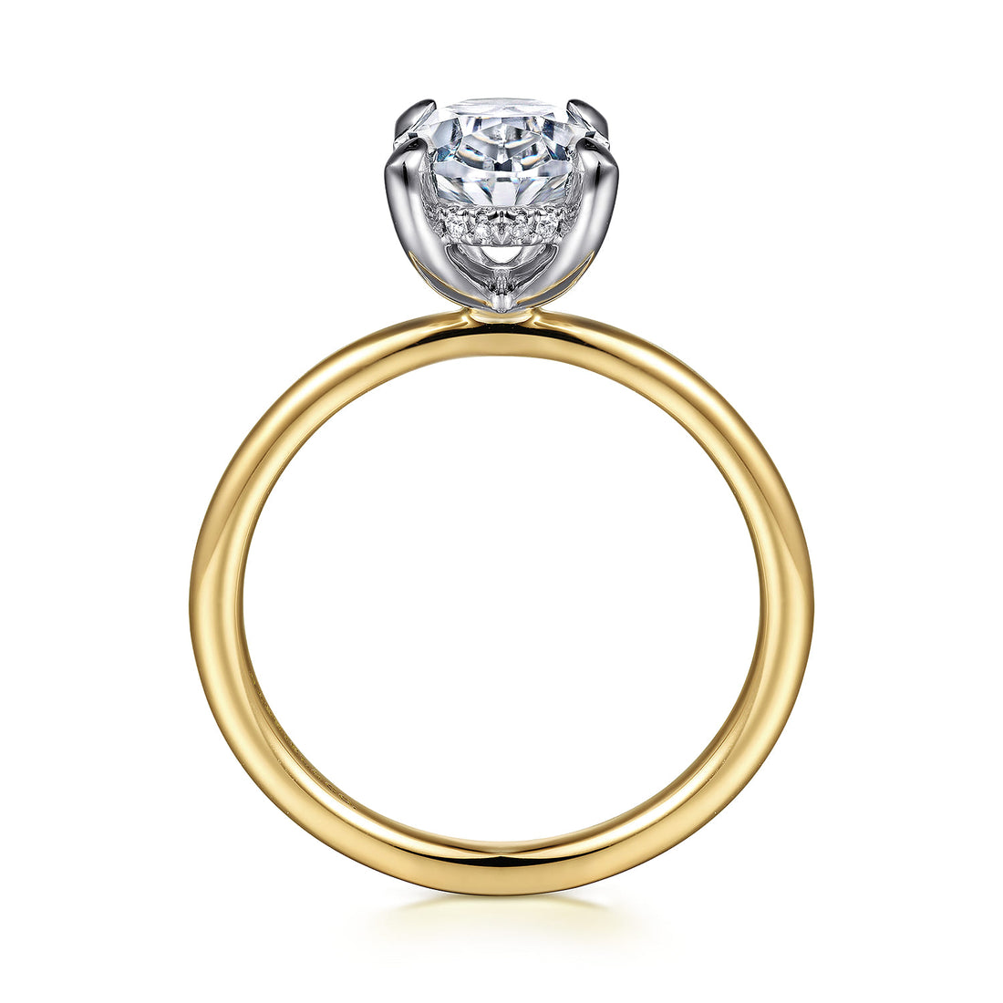 14K White-Yellow Gold Hidden Halo Oval Diamond Engagement Ring