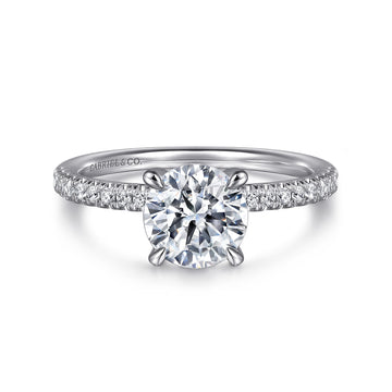 14K White Gold Round Diamond Engagement Ring