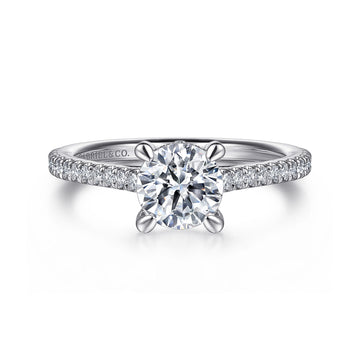 14K White Gold Round Diamond Engagement Ring