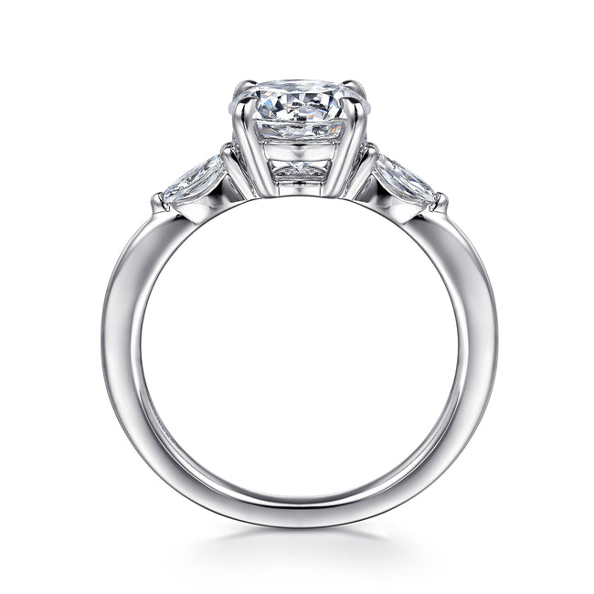 14K White Gold Round Three Stone Diamond Engagement Ring