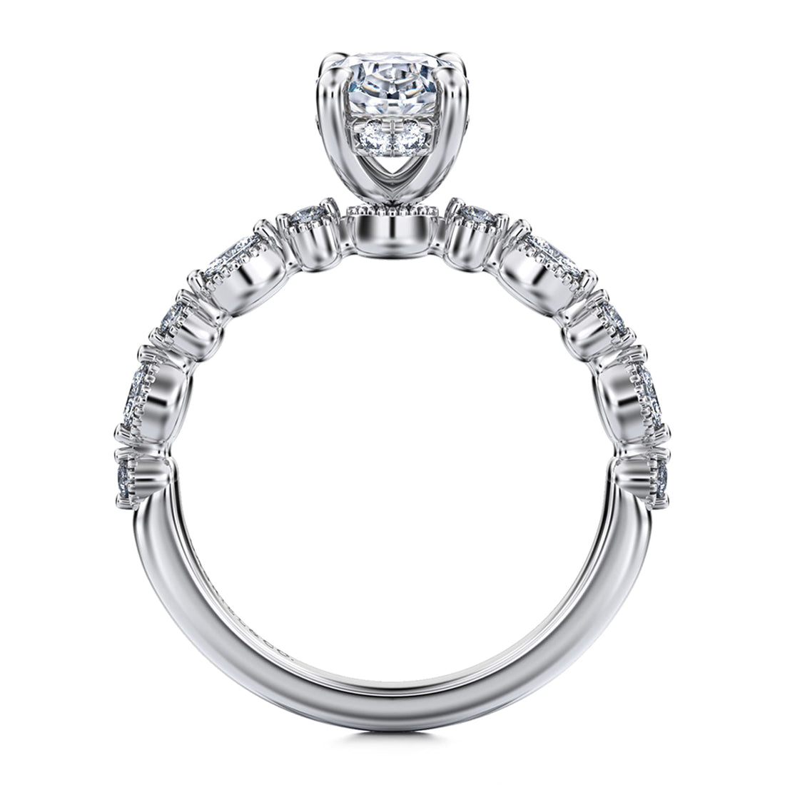 14K White Gold Oval Diamond Engagement Ring