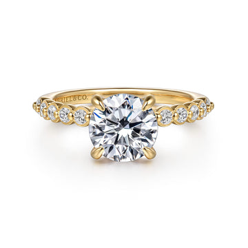 14K Yellow Gold Bezel Prong Set Round Diamond Engagement Ring