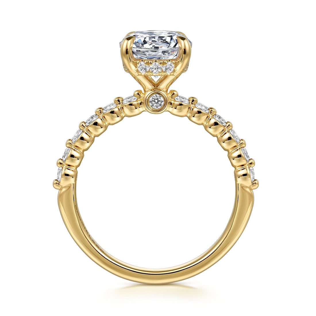 14K Yellow Gold Bezel Prong Set Round Diamond Engagement Ring