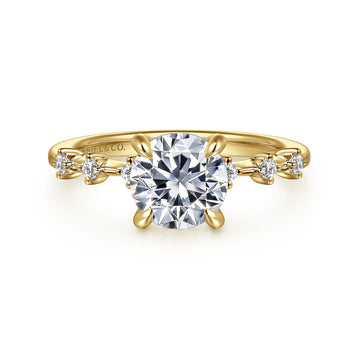 14K Yellow Gold Round Diamond Engagement Ring