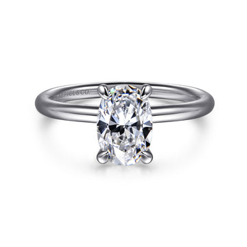 14K White Gold Oval Solitaire Diamond Engagement Ring