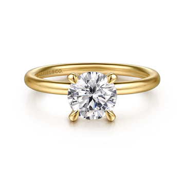 14K Yellow Gold Round Solitaire Diamond Engagement Ring