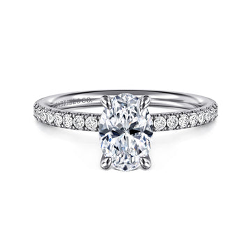 14K White Gold Oval Diamond Engagement Ring