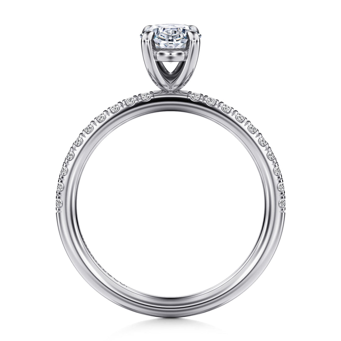 14K White Gold Oval Diamond Engagement Ring