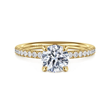 14K Yellow Gold Round Diamond Engagement Ring