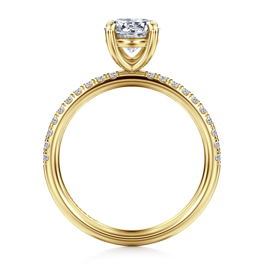 14K Yellow Gold Round Diamond Engagement Ring